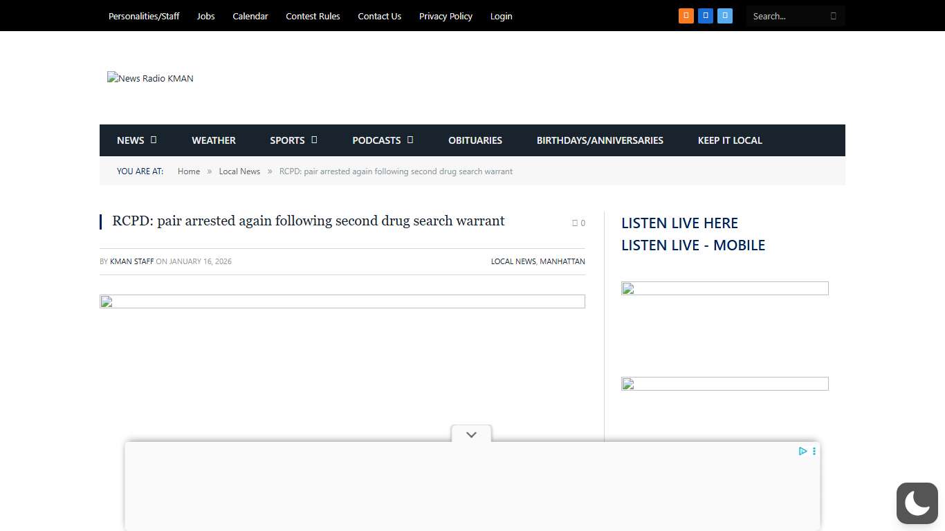 RCPD: pair arrested again following second drug search warrant - News Radio KMAN